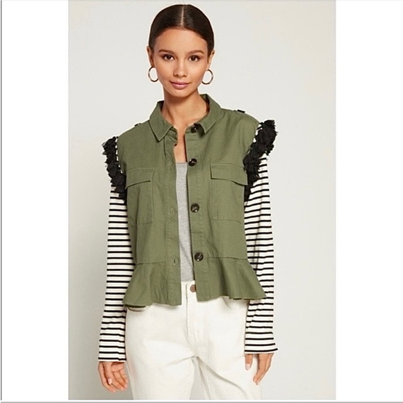 🦃 2/$20 NWOT Anthropologie English Factory Multi-Media Peplumed Jacket Size XS - Picture 1 of 9